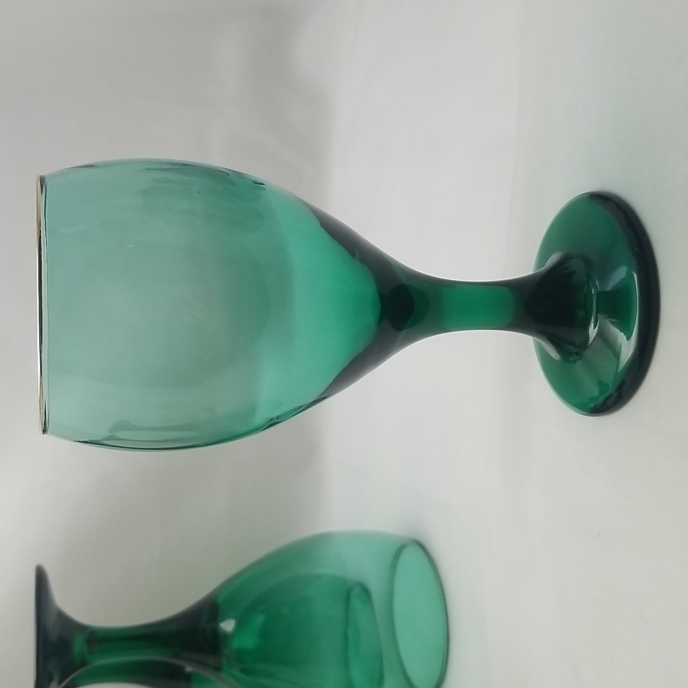 Vintage NOS Libbey Teardrop Juniper Gold Rim Goblets - Picture 5 of 16